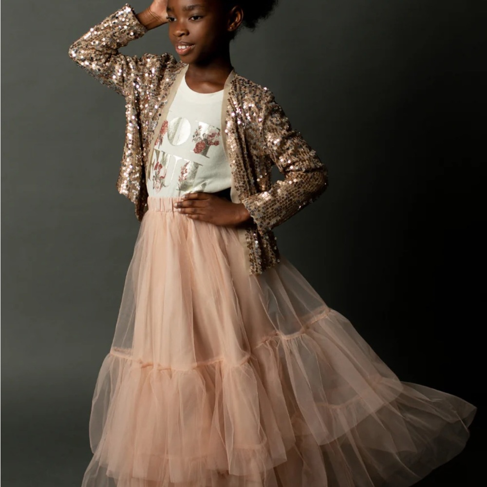 Joyfolie Zenni Skirt Blush Tiered Tulle 3t NWT